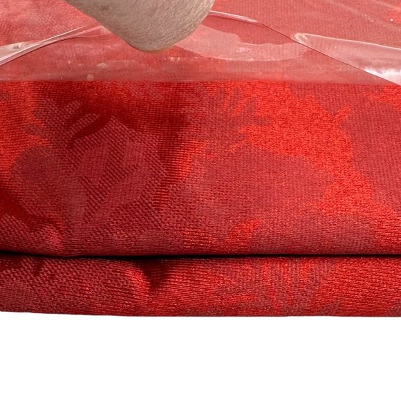 At Home Poinsettia Damask Tablecloth 70 Inch Round Red Table Linen Decor Holiday - Picture 7 of 7